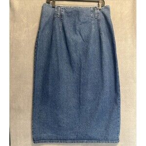 VTG Vivaldi Long Blue Jean Denim Maxi Skirt Size 16 Modest 100% Cotton USA‎ Made